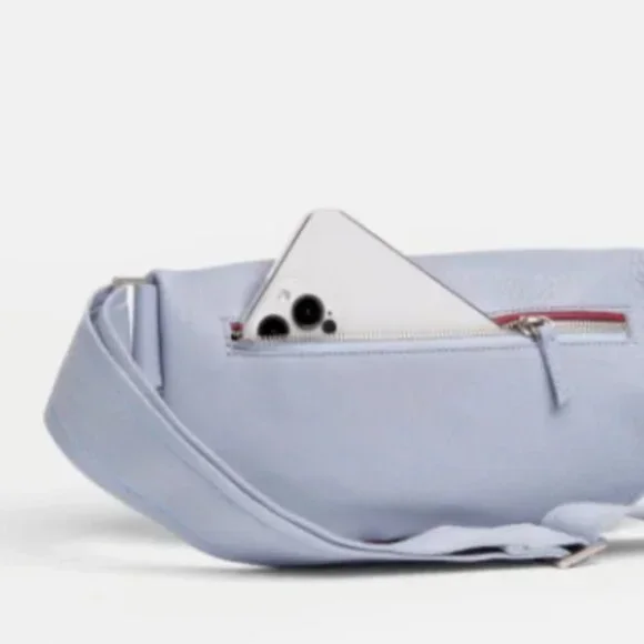 Hammitt Charles Medium Leather Belt Bag Fanny Pack Periwinkle Haze & Sil… - Picture 5 of 12